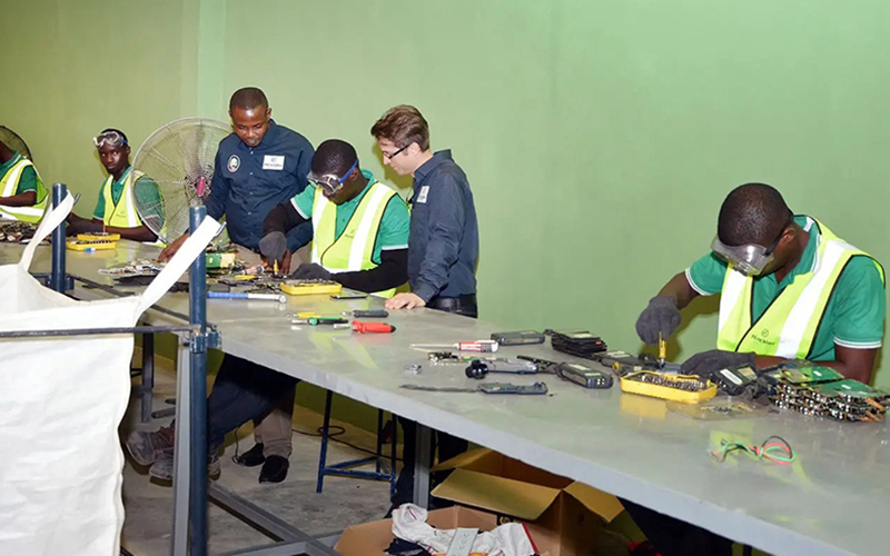Busy workers at Hinckley E-Waste